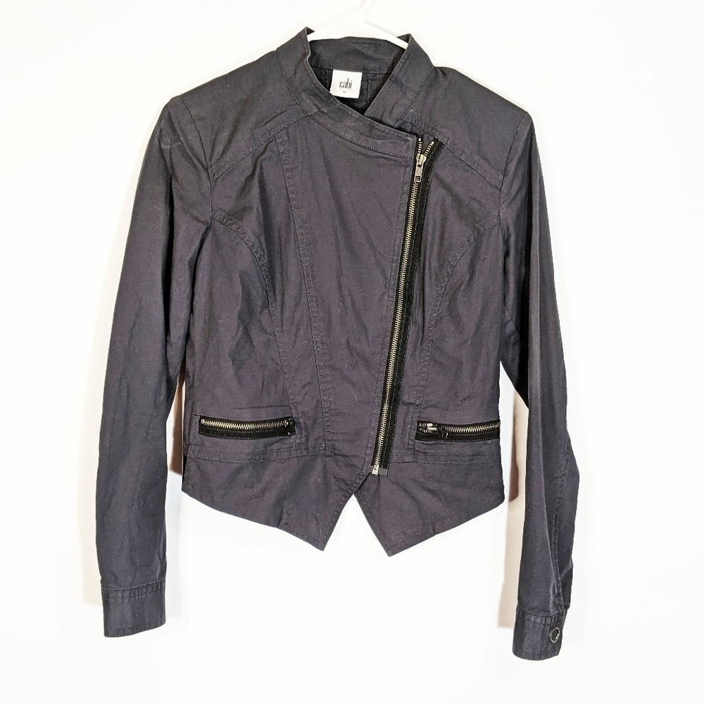 Cabi jacket dark grey size XS women's zip up moto style